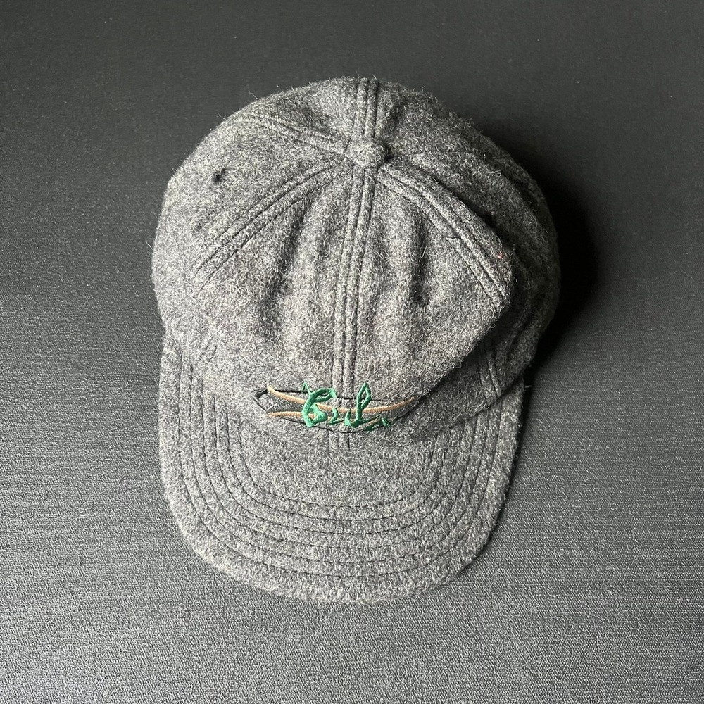 Bula Grey Wool Blend Leather Strapback Baseball Cap Hat Logo Gorpcore Retro USA